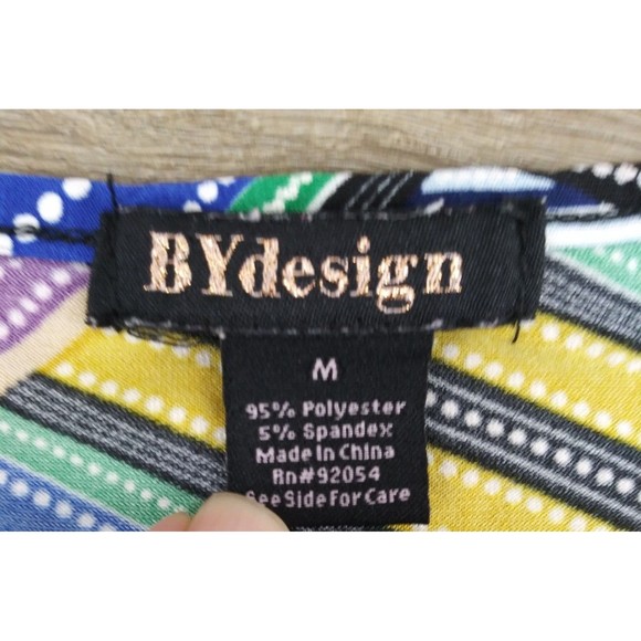 By Design Shirt Women Medium Multicolor Eyelet Chain Short Sleeve Blouse - Picture 4 of 6